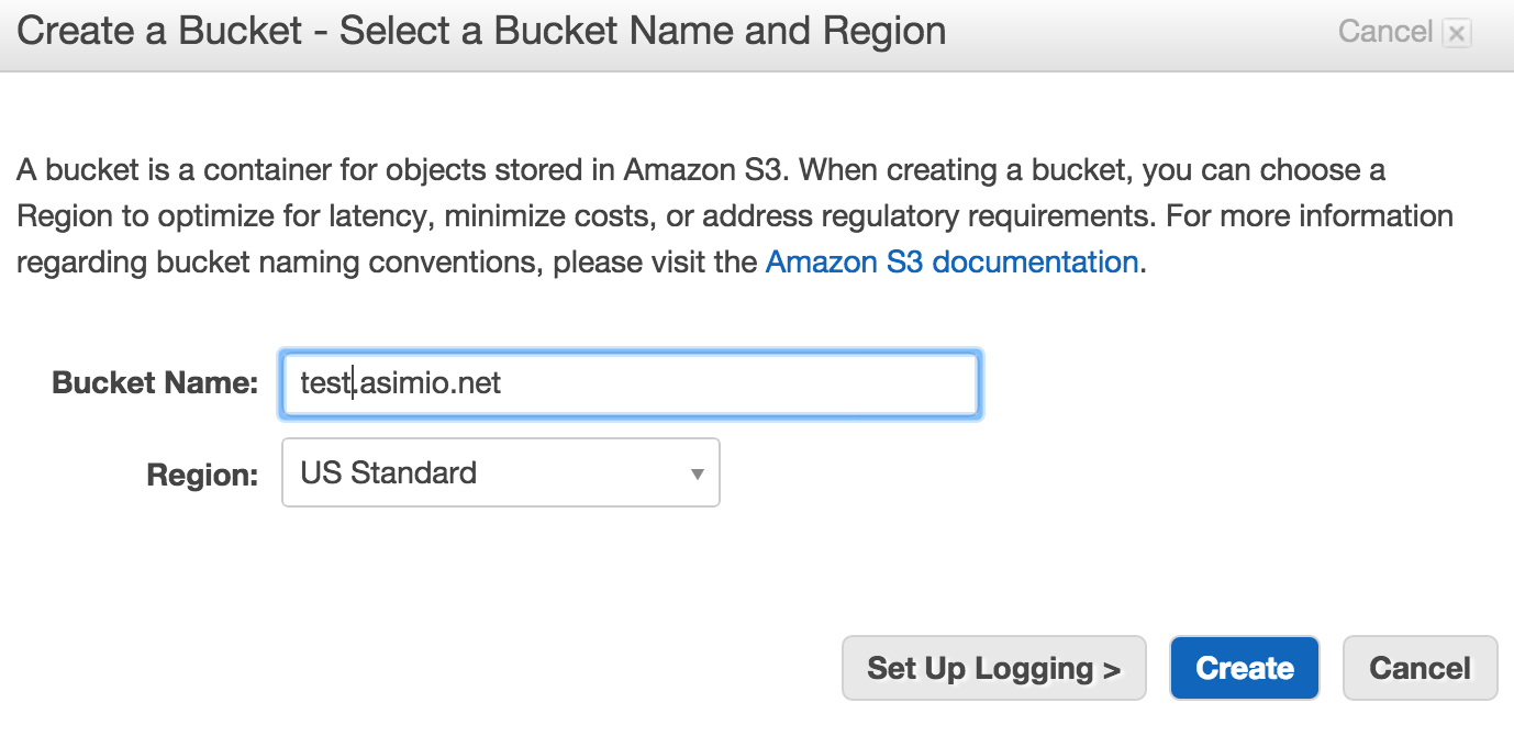 Create AWS S3 Bucket - Name and Region