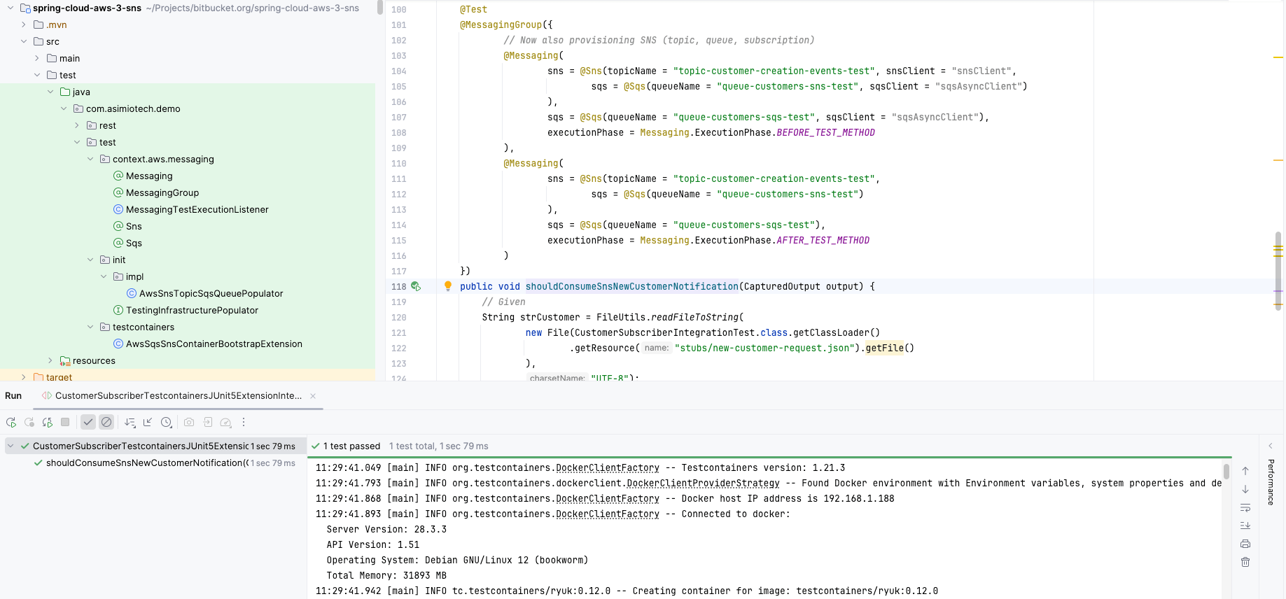 Provision SNS topics and SQS queues for testing Spring Boot applications with Testcontainers, LocalStack and JUnit 5 Extension