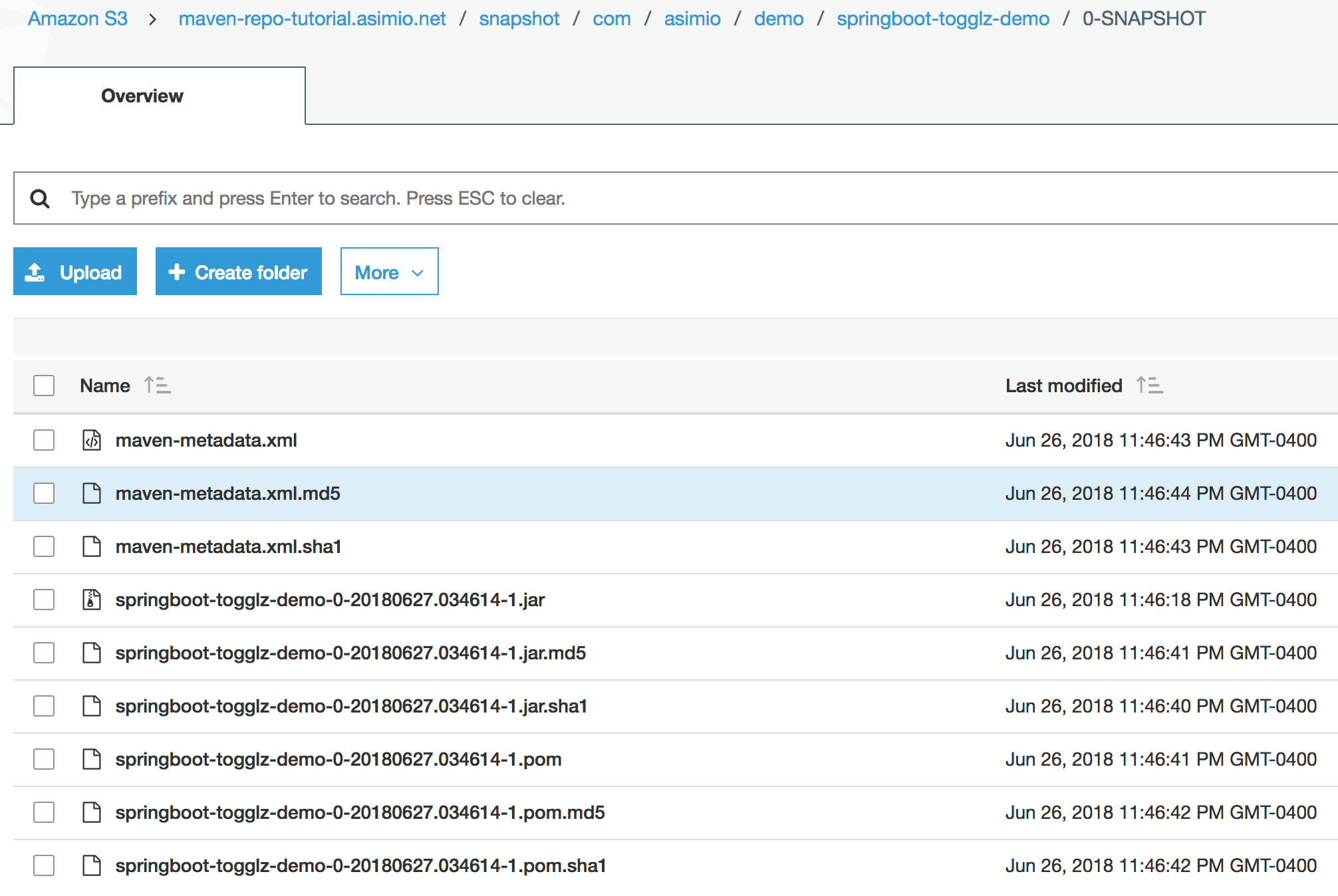 Deploying a Maven snapshot artifact to an AWS S3 Bucket