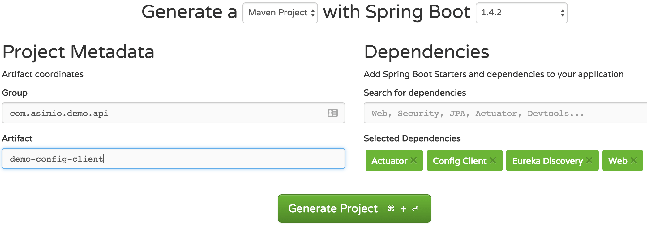 Spring Initializr - Generate Config Client