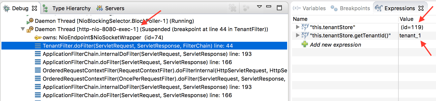 TenantFilter breakpoint request #1